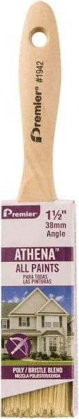 Premier Paint Roller - 1-1/2" Flat Polyester/Natural General Purpose Paint Brush - 2-1/4" Bristle Length, 5" Wood Beavertail Handle - Benchmark Tooling