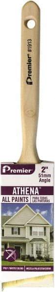 Premier Paint Roller - 2-1/2" Angled Polyester/Natural Angular Brush - 2" Bristle Length, 7" Wood Sash Handle - Benchmark Tooling