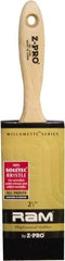 Premier Paint Roller - 2-1/2" Flat Polyester General Purpose Paint Brush - 2-1/2" Bristle Length, 5-1/4" Wood Beavertail Handle - Benchmark Tooling