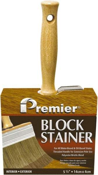 Premier Paint Roller - 6" Flat Polyester/Natural Stainer Brush - 3-1/4" Bristle Length, 5-1/4" Wood Threaded Wood Handle - Benchmark Tooling