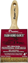 Premier Paint Roller - 4" Flat White China Bristle Stainer Brush - 2-5/8" Bristle Length, 6" Wood Beavertail Handle - Benchmark Tooling