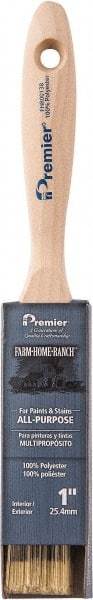 Premier Paint Roller - 1" Flat Polyester General Purpose Paint Brush - 2-1/4" Bristle Length, 5-1/4" Wood Beavertail Handle - Benchmark Tooling