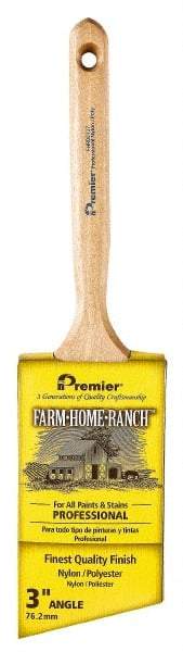 Premier Paint Roller - 3" Angled Nylon/Polyester Angular Brush - 3-1/4" Bristle Length, 7-1/2" Wood Sash Handle - Benchmark Tooling