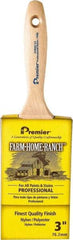 Premier Paint Roller - 3" Flat Nylon/Polyester General Purpose Paint Brush - 3-1/4" Bristle Length, 5-1/2" Wood Beavertail Handle - Benchmark Tooling