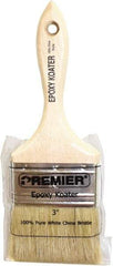 Premier Paint Roller - 3" Flat White China Bristle Varnish Brush - 2-1/4" Bristle Length, 5-1/2" Wood Beavertail Handle - Benchmark Tooling