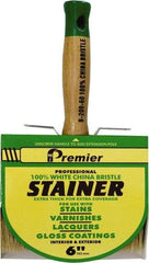 Premier Paint Roller - 6" Flat White China Bristle Stainer Brush - 3-1/4" Bristle Length, 5-1/4" Wood Threaded Wood Handle - Benchmark Tooling