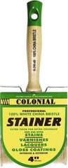 Premier Paint Roller - 4" Flat White China Bristle Stainer Brush - 3" Bristle Length, 5-1/4" Wood Threaded Wood Handle - Benchmark Tooling
