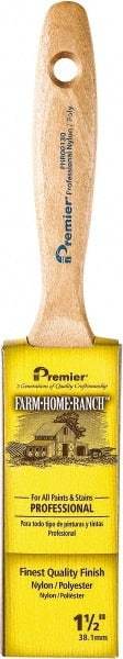 Premier Paint Roller - 1-1/2" Flat Nylon/Polyester General Purpose Paint Brush - 2-1/2" Bristle Length, 4-3/4" Wood Beavertail Handle - Benchmark Tooling