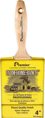 Premier Paint Roller - 4" Flat Nylon/Polyester General Purpose Paint Brush - 3-1/2" Bristle Length, 5-3/4" Wood Beavertail Handle - Benchmark Tooling