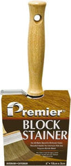 Premier Paint Roller - 4" Flat Polyester/Natural Stainer Brush - 3" Bristle Length, 5-1/4" Wood Threaded Wood Handle - Benchmark Tooling