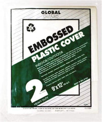 Premier Paint Roller - Medium Weight Plastic Drop Cloth - 12' x 9', 2 mil Thick, Off White - Benchmark Tooling