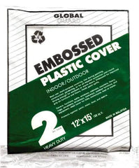Premier Paint Roller - Medium Weight Plastic Drop Cloth - 15' x 12', 2 mil Thick, Off White - Benchmark Tooling
