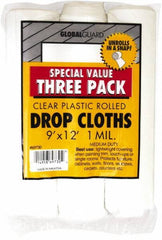 Premier Paint Roller - Medium Weight Plastic Drop Cloth - 12' x 9', 1 mil Thick, Off White - Benchmark Tooling