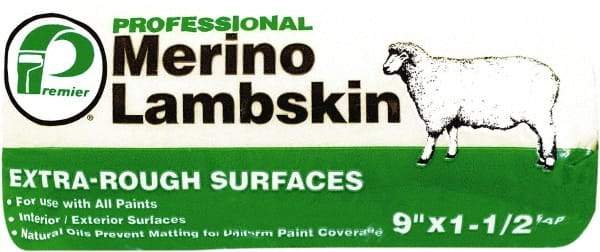 Premier Paint Roller - 1-1/2" Nap, 9" Wide Paint Roller Cover - Extra-Rough Texture, Lambskin - Benchmark Tooling