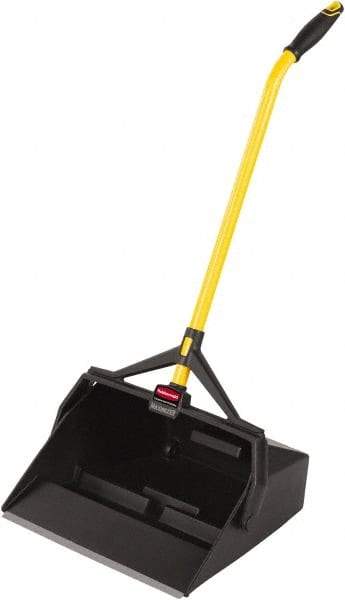 Rubbermaid - 16-7/8" Wide x 29" Deep x 12" High Handheld Dustpan - Plastic Body, 27" Handle, Black - Benchmark Tooling