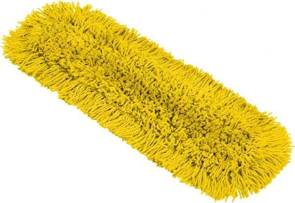 Rubbermaid - 25-1/4" Long x 5-1/2" Wide Cotton Blend Dust Mop Pad - Hook & Loop, Yellow, Rectangular Head, Launderable - Benchmark Tooling