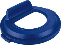 Rubbermaid - Round Lid for Use with 32 Gal Round Recycle Containers - Blue, Polyethylene, For Brute Trash Cans - Benchmark Tooling