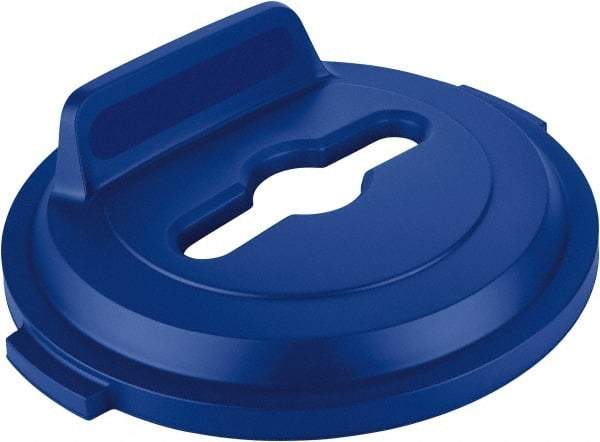 Rubbermaid - Round Lid for Use with 32 Gal Round Recycle Containers - Blue, Polyethylene, For Brute Trash Cans - Benchmark Tooling