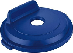 Rubbermaid - Round Lid for Use with 32 Gal Round Recycle Containers - Blue, Polyethylene, For Brute Trash Cans - Benchmark Tooling