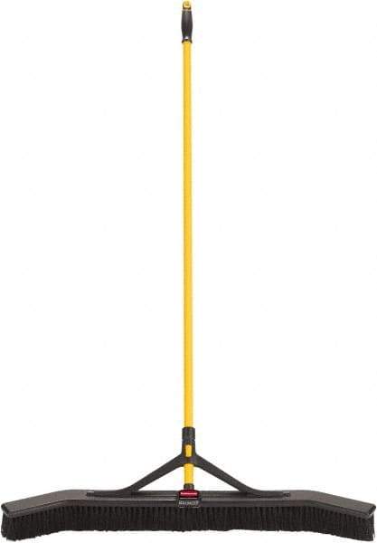 Rubbermaid - 36" Medium Duty Polypropylene Push Broom - 3" Bristle Length, Foam Block, Threaded Handle Connection, Handle Included - Benchmark Tooling