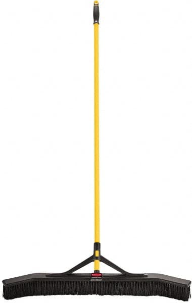 Rubbermaid - 36" Medium Duty Synthetic Push Broom - 3" Bristle Length, Foam Block, Threaded Handle Connection, Handle Included - Benchmark Tooling