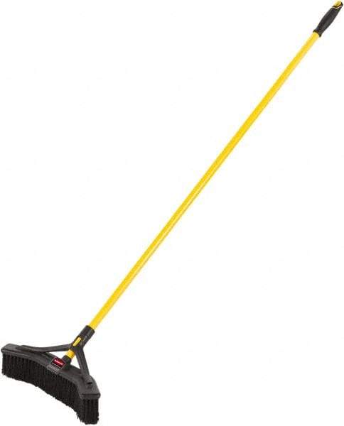 Rubbermaid - 18" Medium Duty Polypropylene Push Broom - 3" Bristle Length, Foam Block, Threaded Handle Connection, Handle Included - Benchmark Tooling