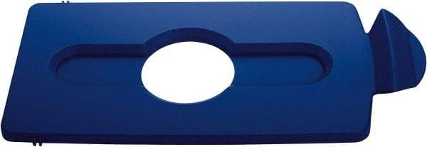 Rubbermaid - Rectangle Lid for Use with 23 Gal Rectangular Recycle Containers - Blue, Polypropylene, For Slim Jim Trash Cans - Benchmark Tooling