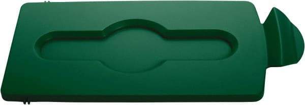 Rubbermaid - Rectangle Lid for Use with 23 Gal Rectangular Recycle Containers - Green, Polypropylene, For Slim Jim Trash Cans - Benchmark Tooling