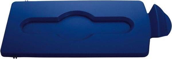 Rubbermaid - Rectangle Lid for Use with 23 Gal Rectangular Recycle Containers - Blue, Polypropylene, For Slim Jim Trash Cans - Benchmark Tooling