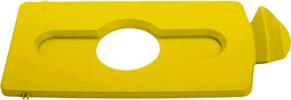 Rubbermaid - Rectangle Lid for Use with 23 Gal Rectangular Recycle Containers - Yellow, Polypropylene, For Slim Jim Trash Cans - Benchmark Tooling