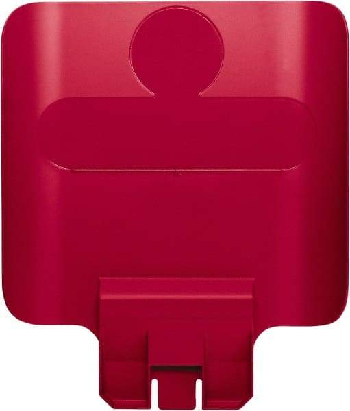 Rubbermaid - Square Lid for Use with 23 Gal Rectangular Recycle Containers - Red, Polypropylene, For Slim Jim Trash Cans - Benchmark Tooling