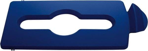 Rubbermaid - Rectangle Lid for Use with 23 Gal Rectangular Recycle Containers - Blue, Polypropylene, For Slim Jim Trash Cans - Benchmark Tooling