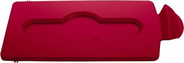 Rubbermaid - Rectangle Lid for Use with 23 Gal Rectangular Recycle Containers - Red, Polypropylene, For Slim Jim Trash Cans - Benchmark Tooling