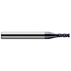 Corner Radius End Mill: 1/8″ Dia, 1/2″ LOC, 1/64″ Radius, 4 Flutes, Solid Carbide 1-1/2″ OAL, 1/8″ Shank Dia, 30 ° Helix, AlTiN Coated, Corner Radius End