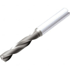 Kennametal - 10.2mm 138° Spiral Flute Solid Carbide Screw Machine Drill Bit - AlTiN Finish, Right Hand Cut, 55mm Flute Length, 102mm OAL, SGL Point, Straight Shank, Through Coolant - Benchmark Tooling
