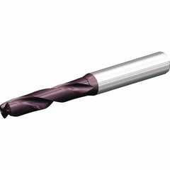 Kennametal - 19.5mm 140° Spiral Flute Solid Carbide Screw Machine Drill Bit - Uncoated, Right Hand Cut, 79mm Flute Length, 131mm OAL, SGL Point, Straight Shank, Through Coolant - Benchmark Tooling