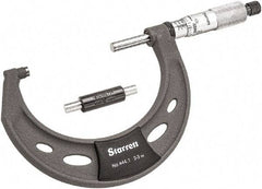 Starrett - 2 to 3" Range, 0.0001" Graduation, Mechanical Outside Micrometer - Ratchet Thimble, 1-3/4" Throat Depth, Accurate to 0.0001" - Benchmark Tooling