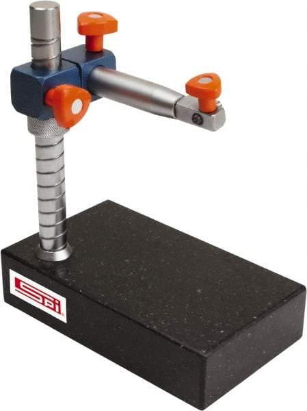 SPI - Granite, Rectangular Base, Comparator Gage Stand - 12" High, 12" Base Length x 8" Base Width x 2" Base Height, Includes Holder - Benchmark Tooling