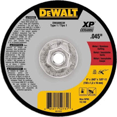 DeWALT - 6" Ceramic Cutoff Wheel - 0.045" Thick, 5/8-11 Arbor, 10,100 Max RPM, Use with Angle Grinders - Benchmark Tooling