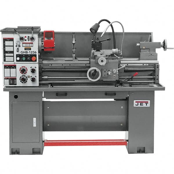 Jet - 12" Swing, 33" Between Centers, 230 Volt, Single Phase Bench Lathe - 5MT Taper, 2 hp, 75 to 1,400 RPM, 1-9/16" Bore Diam, 30" Deep x 58" High x 66" Long - Benchmark Tooling