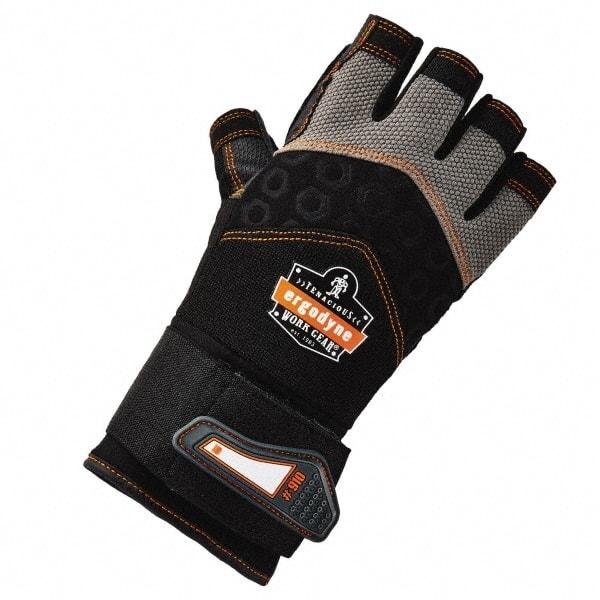 Ergodyne - Size S (7) Polyester Blend Work Gloves - Palm Coated, Hook & Loop Cuff, Half Fingered, Black, Paired - Benchmark Tooling