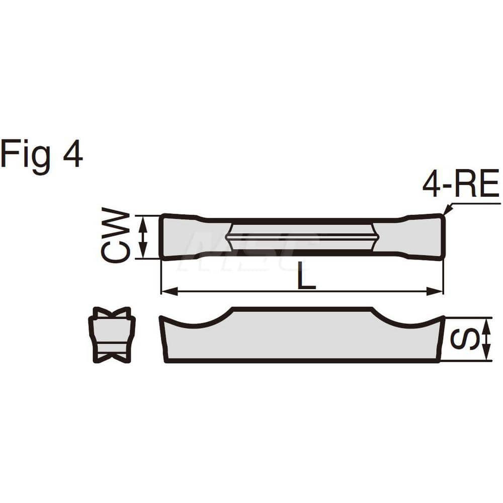 Grooving Insert: GCM2002GA H10, Solid Carbide Uncoated, Neutral, 2 mm Cutting Width, 20 mm Max Depth, Series GND