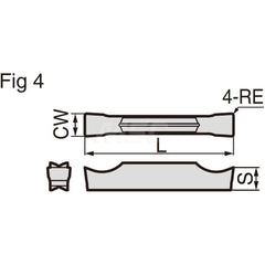 Grooving Insert: GCM2002GA H10, Solid Carbide Uncoated, Neutral, 2 mm Cutting Width, 20 mm Max Depth, Series GND