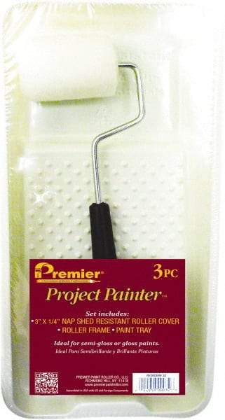 Premier Paint Roller - 14-3/4" Long, 1/4" Nap, Wall Paint Roller Set - 7-1/2" Wide, Steel Frame, Includes Paint Tray, Roller Cover & Frame - Benchmark Tooling