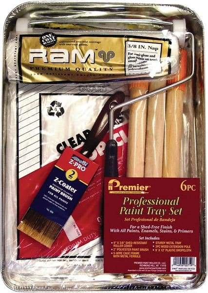 Premier Paint Roller - 0.3333" Nap, Wall Paint Roller Set - 10" Wide, Steel Frame, Includes Paint Tray, Roller Cover & Frame - Benchmark Tooling