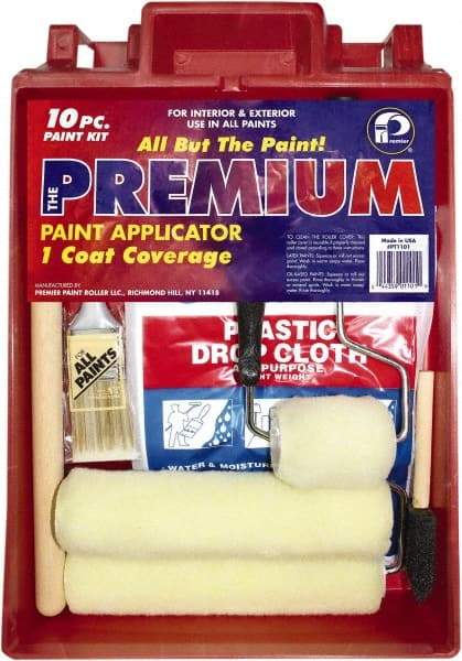 Premier Paint Roller - 1/2" Nap, Wall Paint Roller Set - 10" Wide, Steel Frame, Includes Paint Tray, Roller Cover & Frame - Benchmark Tooling