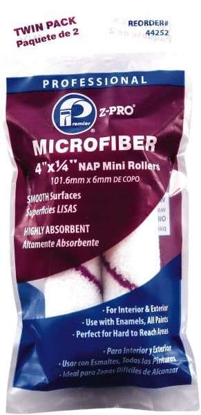 Premier Paint Roller - 1/4" Nap, 4" Wide Paint Mini Roller Covers - Smooth Texture, Microfiber - Benchmark Tooling