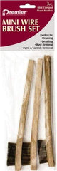 Premier Paint Roller - 3 Piece Brass Surface Preparation Wire Brush - 1/2" Bristle Length, 1/2" Wide, 8" OAL, Wood Block, Straight Wood Handle - Benchmark Tooling