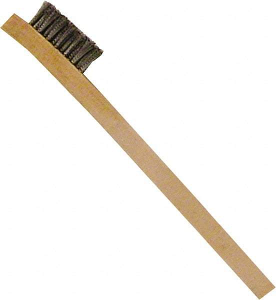 Premier Paint Roller - Stainless Steel Surface Preparation Wire Brush - 1/2" Bristle Length, 1/2" Wide, 8" OAL, Wood Block, Straight Wood Handle - Benchmark Tooling