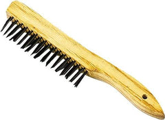 Premier Paint Roller - Steel Surface Preparation Wire Brush - 1" Bristle Length, 1" Wide, 10-1/2" OAL, Wood Block, Tapered Wood Handle - Benchmark Tooling